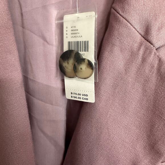 NWT Anthropologie Maeve Double Breasted‎ Linen Blazer Lilac Sz 12 Modern Career - Picture 7 of 11